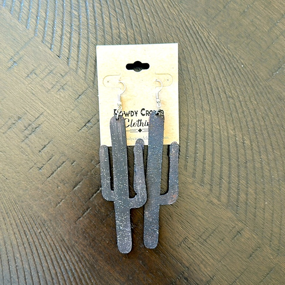 Leather Cactus Earrings